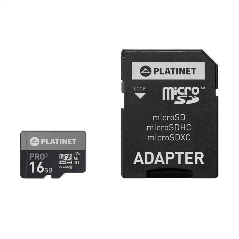 Памет карта със SD адаптер - Platinet MicroSDHC Secure Digital + Adapter SD 16GB UIII (клас 10) | JAR Computers Памет карта със SD адаптер - Platinet MicroSDHC Secure Digital + Adapter SD 16GB UIII (клас 10)