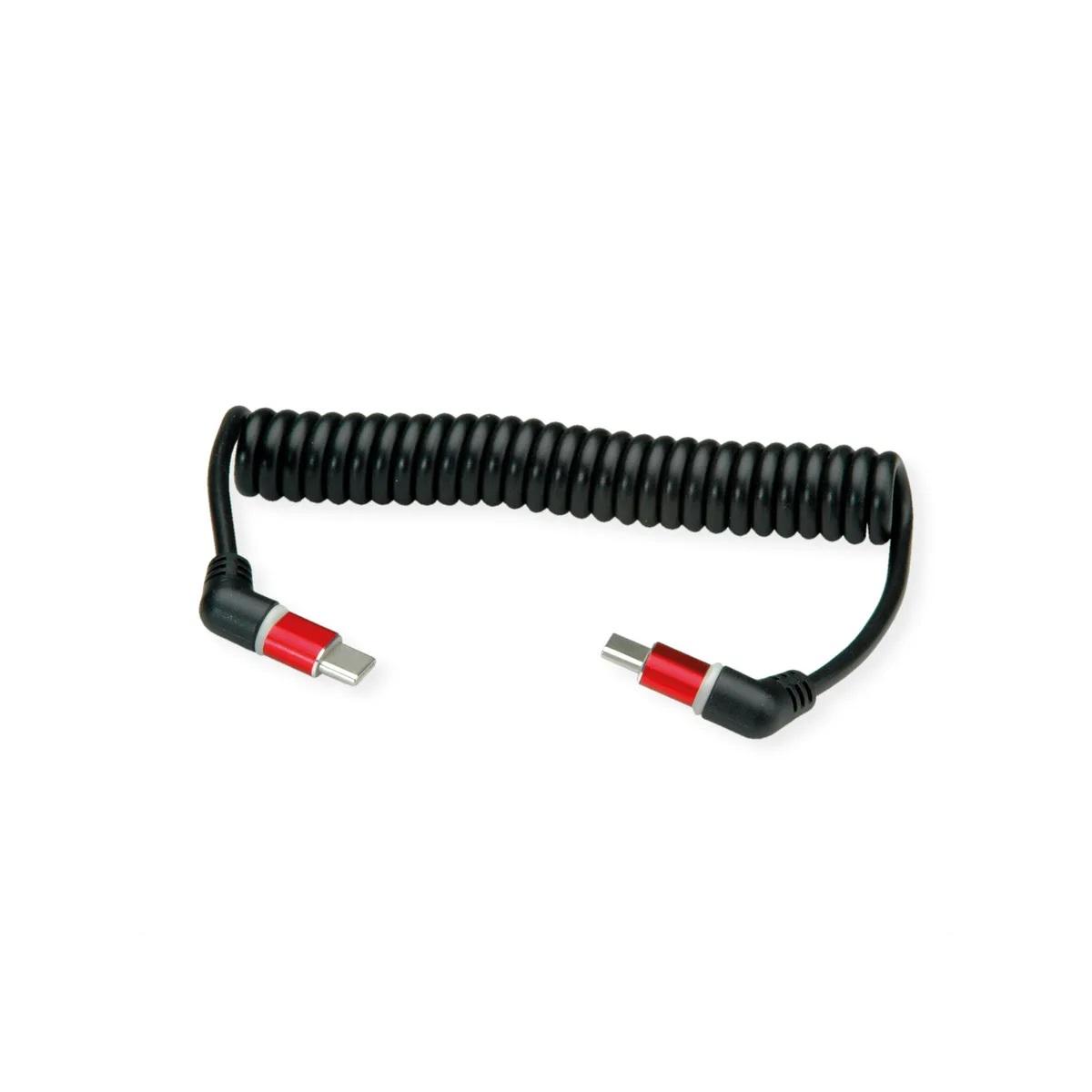 ROLINE 11.02.8350 :: USB 2.0 кабел с 360° въртене, Type C-C, M/M, спираловиден, 60W, червено-черен, 1.5 м | JAR Computers ROLINE 11.02.8350 :: USB 2.0 кабел с 360° въртене, Type C-C, M/M, спираловиден, 60W, червено-черен, 1.5 м