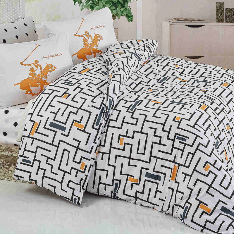 Спално бельо Beverly Hills Polo Club 176BHP2242, 100% памук, Ranforce, 4 части, Плик 200х220см, Чаршаф 240х260см, 2 Калъфки, Бял/Черен | JAR Computers Спално бельо Beverly Hills Polo Club 176BHP2242, 100% памук, Ranforce, 4 части, Плик 200х220см, Чаршаф 240х260см, 2 Калъфки, Бял/Черен