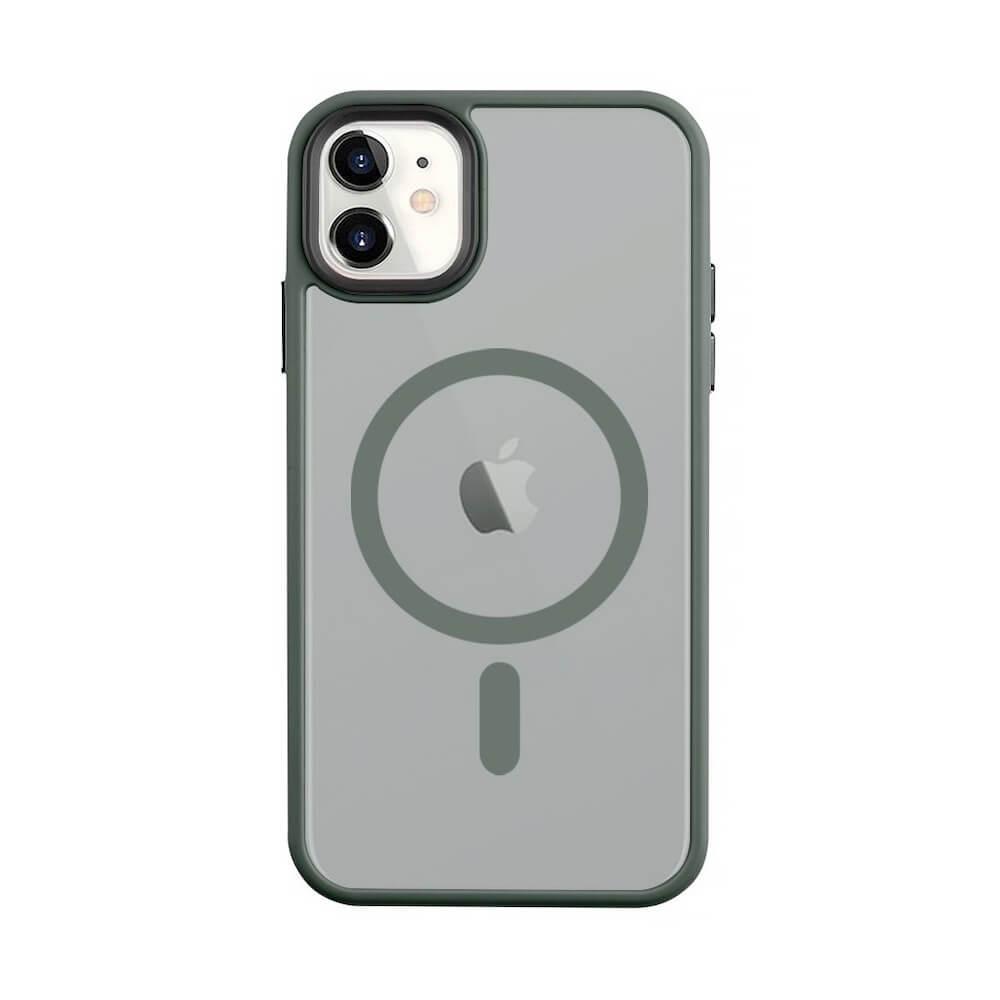 Tactical MagForce Hyperstealth Cover - хибриден удароустойчив кейс с MagSafe за iPhone 11 (тъмнозелен)