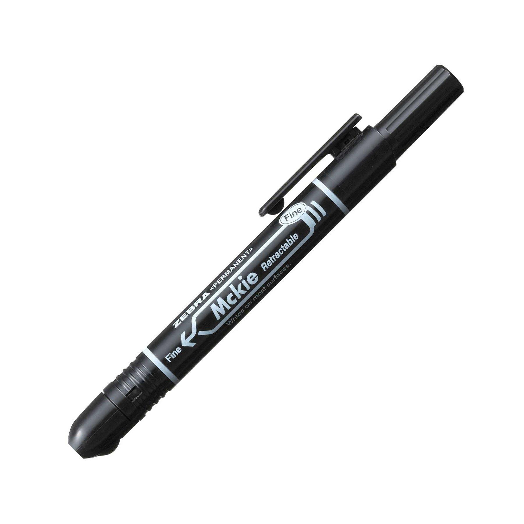 Zebra Перманентен маркер Mckie Retractable, автоматичен, 1.3 mm, черен