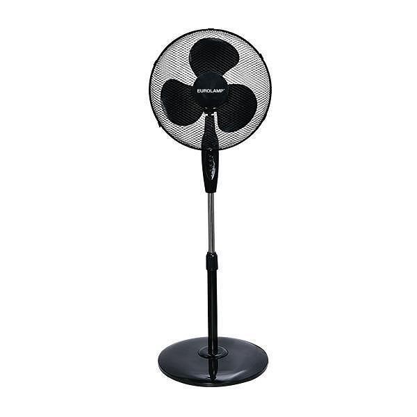 EUROLAMP Вентилатор, правостоящ, с кръгла база, черен, Ф43 60W | JAR Computers EUROLAMP Вентилатор, правостоящ, с кръгла база, черен, Ф43 60W