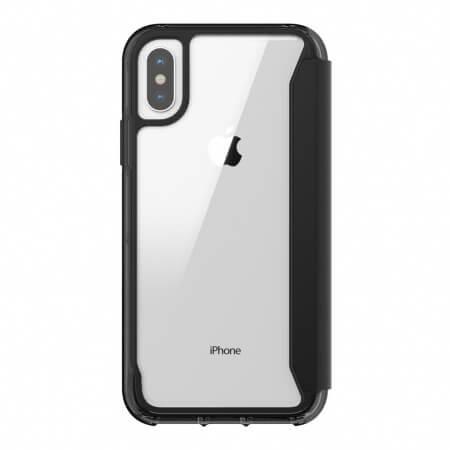 Кожен калъф, тип портфейл с висока защита за iPhone XS, iPhone X - Griffin Survivor Clear Wallet (черен-прозрачен) | JAR Computers Кожен калъф, тип портфейл с висока защита за iPhone XS, iPhone X - Griffin Survivor Clear Wallet (черен-прозрачен)