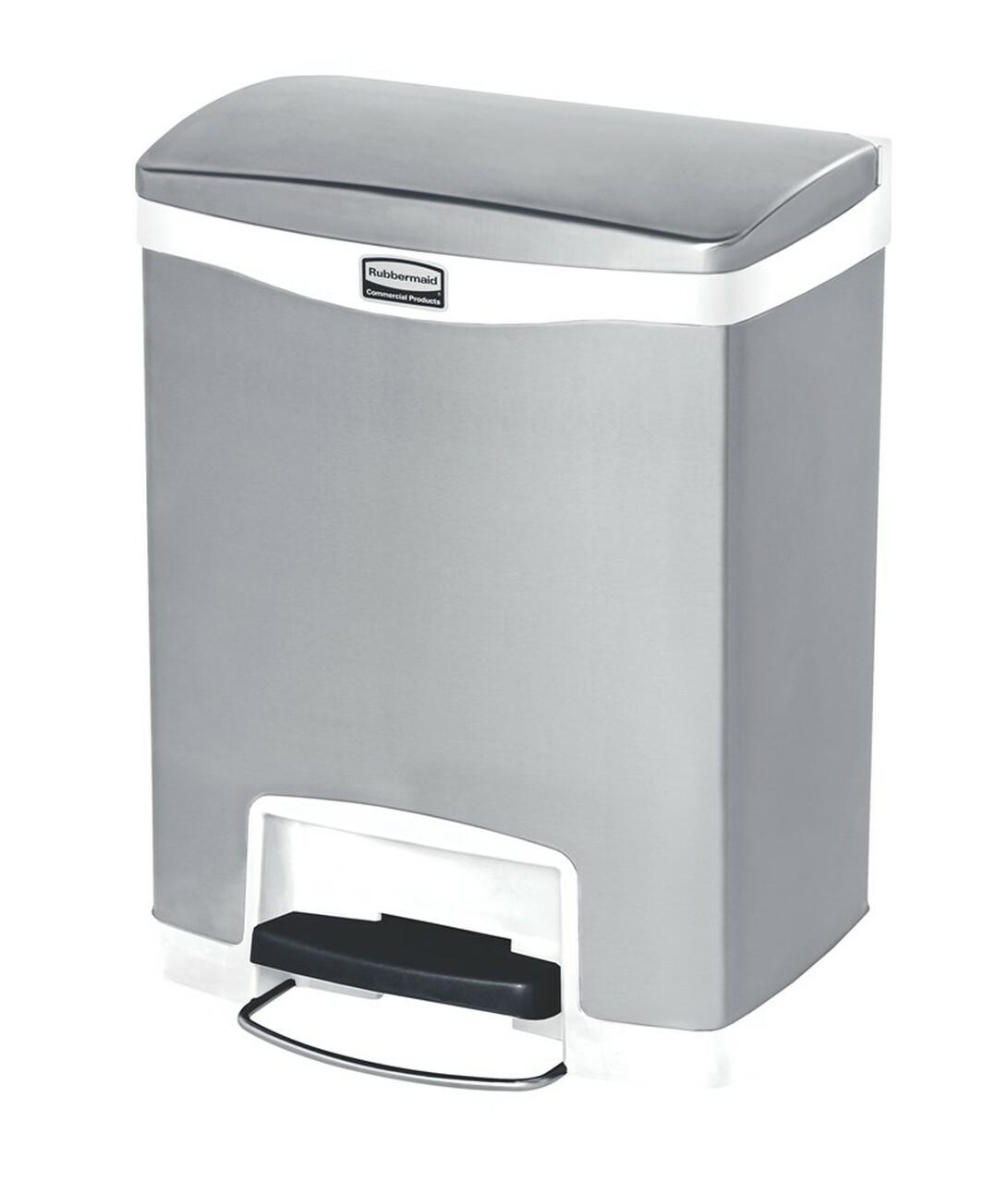 Кош Rubbermaid Slim Jim Front, метален, 30 L, бял, 42.75 x 32.59 x 55.52 cm