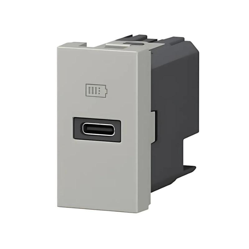 Розетка USB тип C Power Delivery 20W 3A 1М Алуминий Mosaic | JAR Computers Розетка USB тип C Power Delivery 20W 3A 1М Алуминий Mosaic