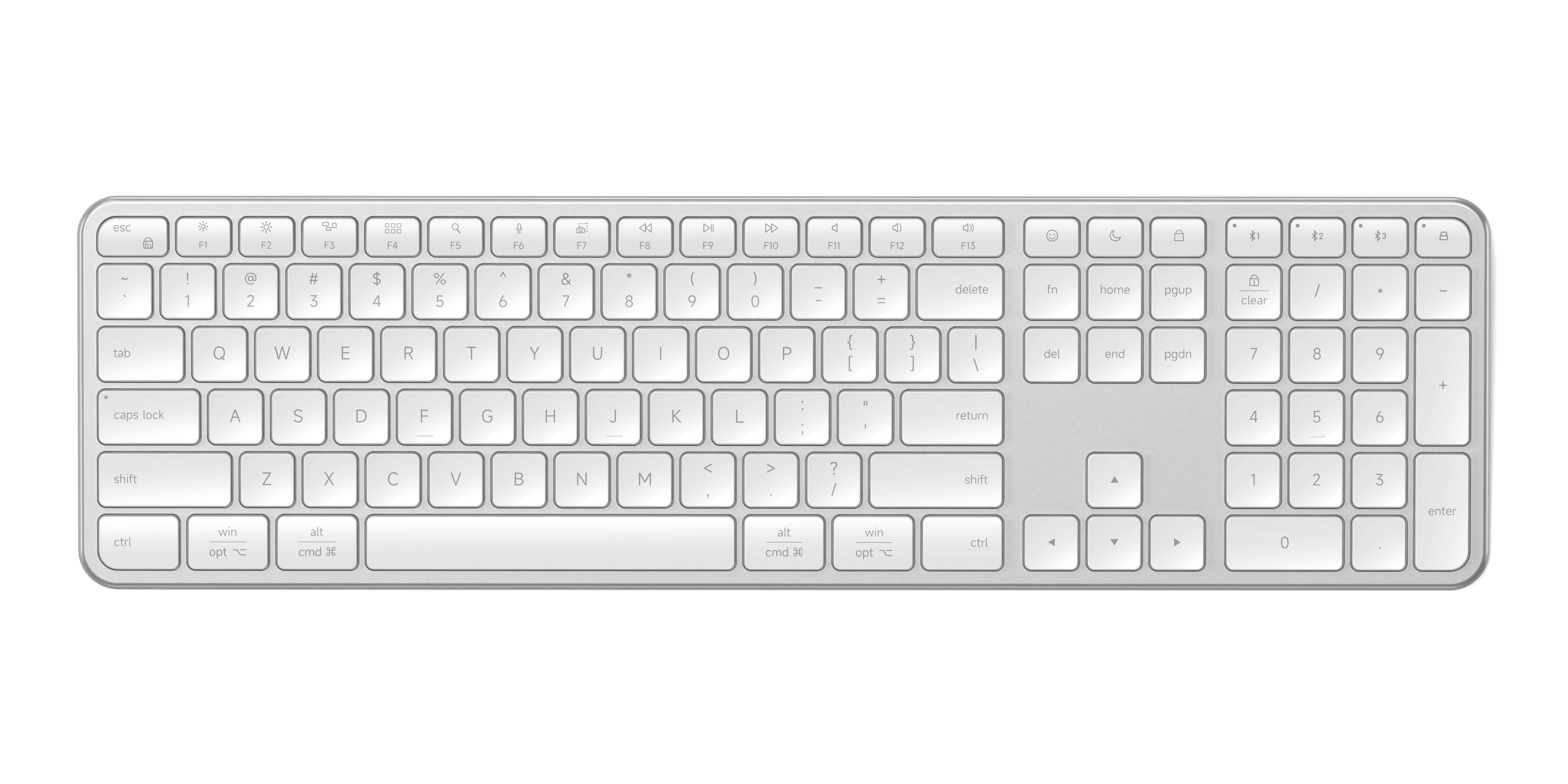 Satechi Slim EX3 Wireless Keyboard - US English - Silver | JAR Computers Satechi Slim EX3 Wireless Keyboard - US English - Silver