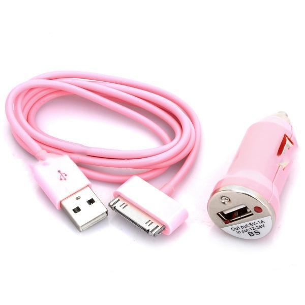 USB зарядно и кабел за кола за iPhone 4S и iPod (розов) | JAR Computers USB зарядно и кабел за кола за iPhone 4S и iPod (розов)