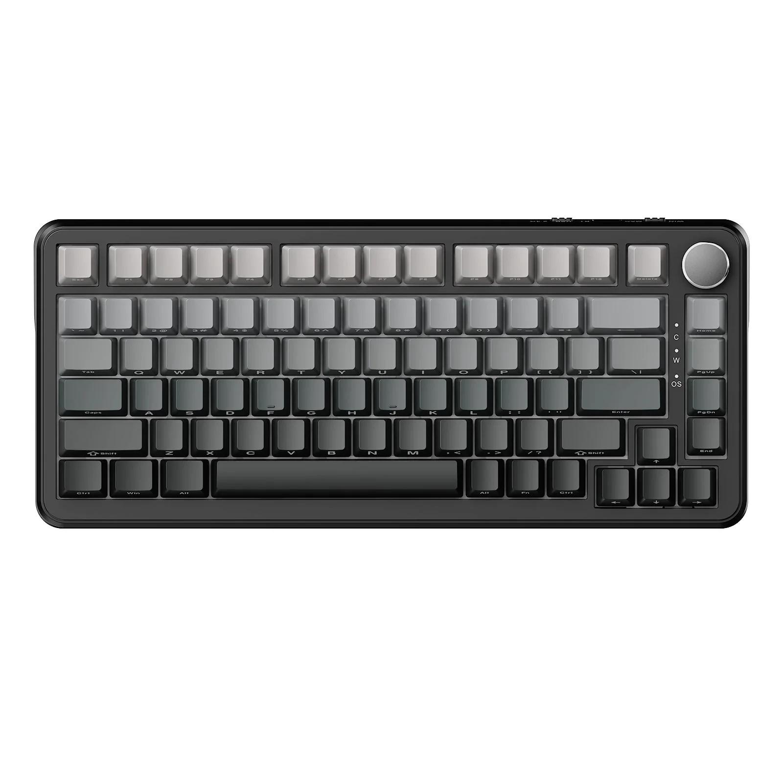 Ajazz геймърска механична клавиатура Wireless Gaming Mechanical Keyboard AK820 MAX - White birch [Linear] (English US), Side Printed, Gray
