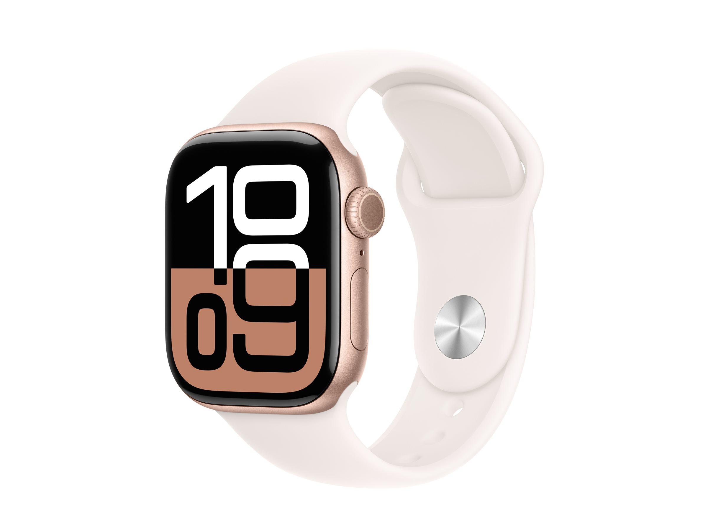 APPLE Watch Series 10 GPS + Cellular 42mm Rose Gold Aluminium Case with Light Blush Sport Band - M/L | JAR Computers APPLE Watch Series 10 GPS + Cellular 42mm Rose Gold Aluminium Case with Light Blush Sport Band - M/L