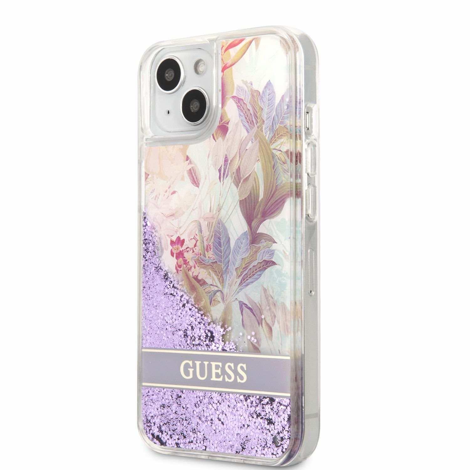 Дизайнерски кейс с висока защита за iPhone 13 - Guess Liquid Glitter Flower Case (лилав) | JAR Computers Дизайнерски кейс с висока защита за iPhone 13 - Guess Liquid Glitter Flower Case (лилав)