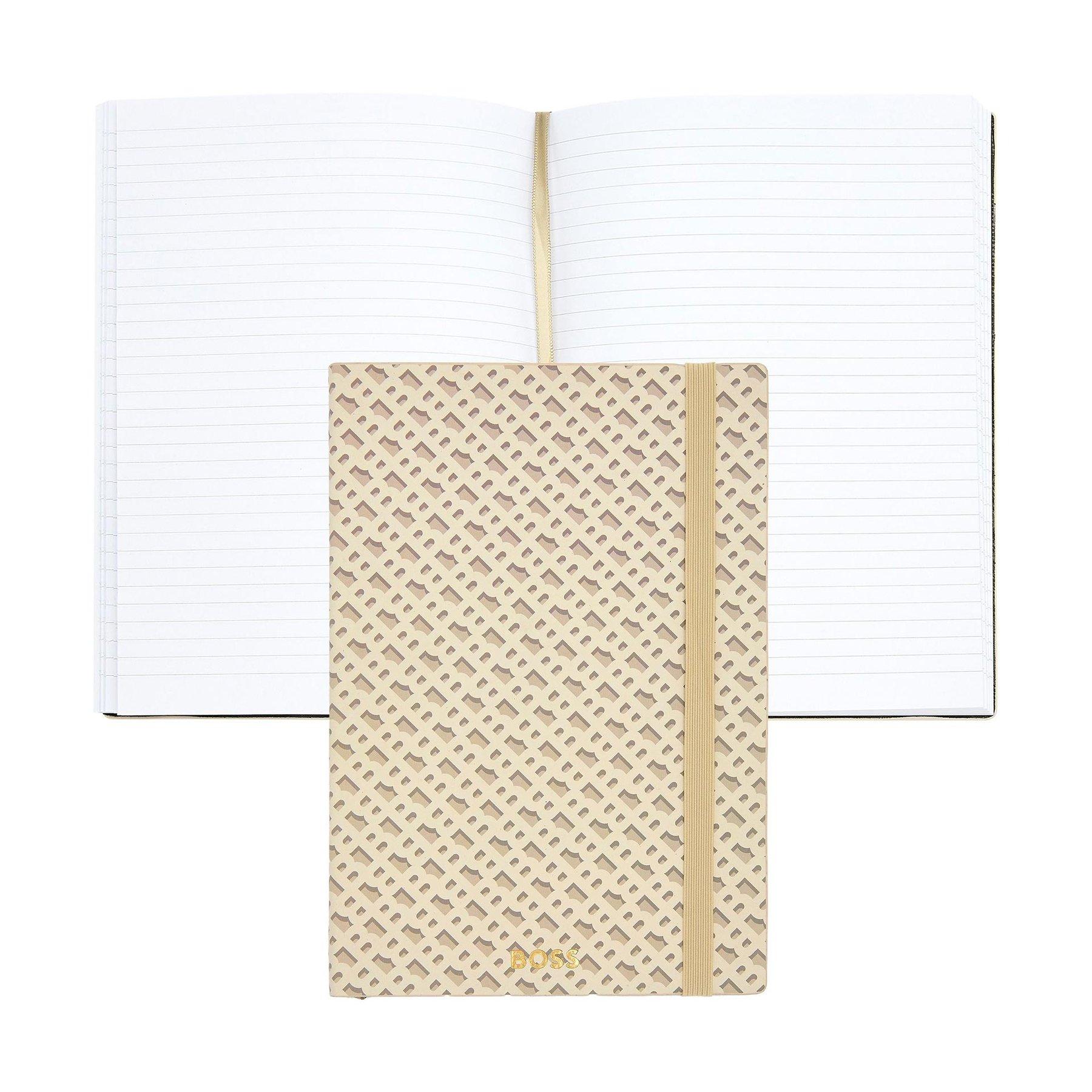 Hugo Boss Тефтер Monogram, A5, на редове, кремав | JAR Computers Hugo Boss Тефтер Monogram, A5, на редове, кремав