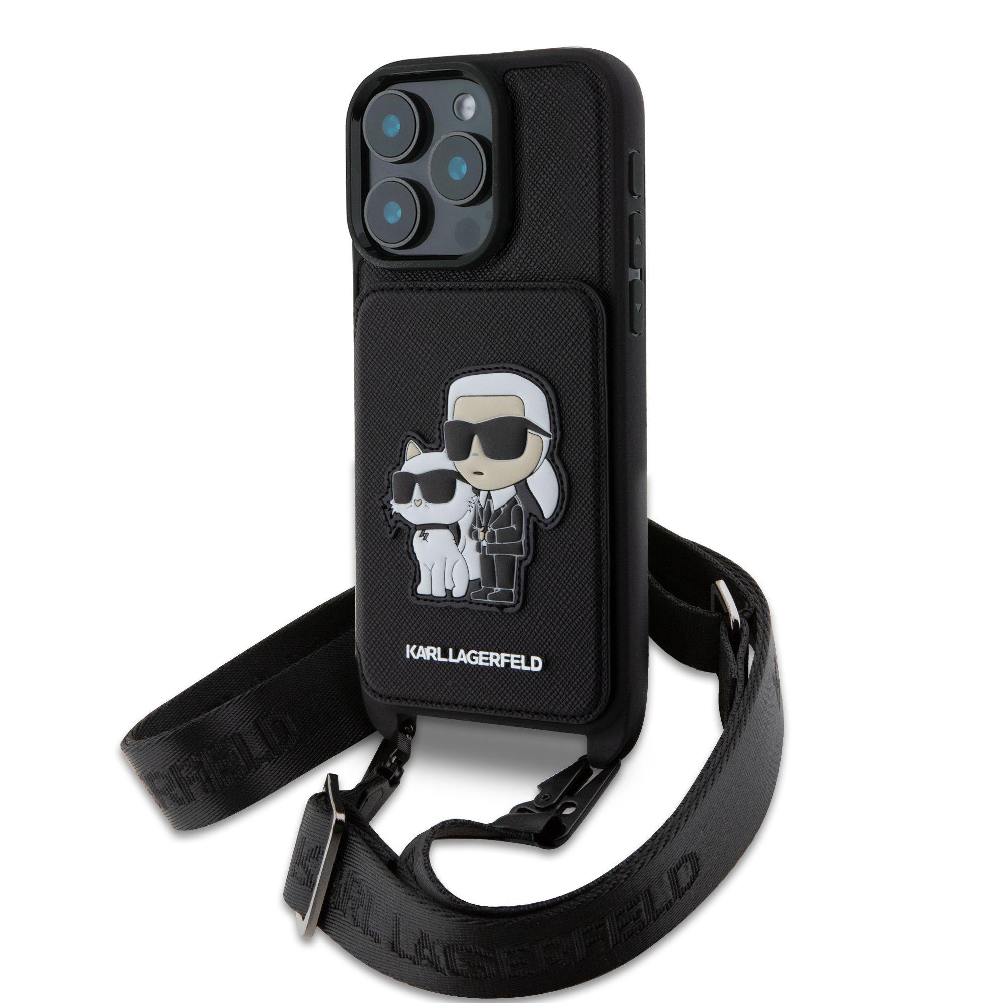 Karl Lagerfeld Калъф Apple iPhone 16 Pro, Saffiano Crossbody Strap K/C /черен/ - KLHCP16LCSAKCPMK | JAR Computers Karl Lagerfeld Калъф Apple iPhone 16 Pro, Saffiano Crossbody Strap K/C /черен/ - KLHCP16LCSAKCPMK