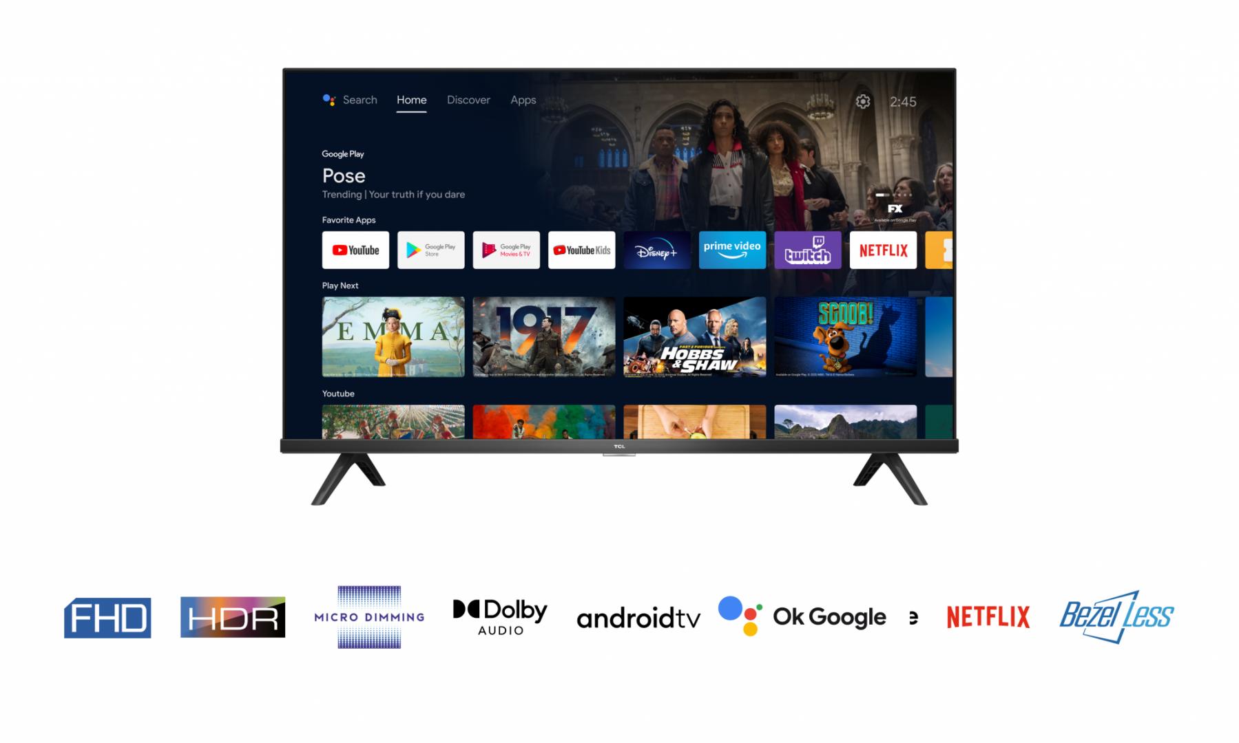 Телевизор TCL 40'' -102CM LED Smart TV FHD Black 