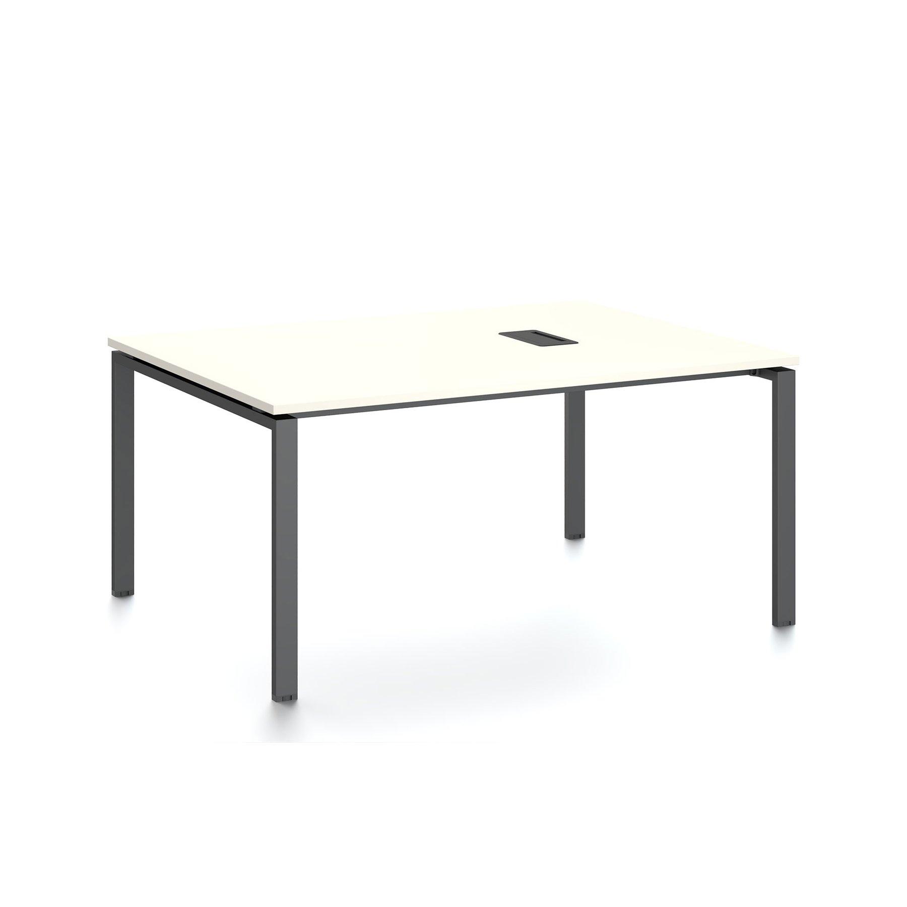 Заседателна маса RFG Monaco, 1600 x 1200 x 750 mm, ПДЧ 25 mm, с отвор за кабели, бял плот, черни метални крака