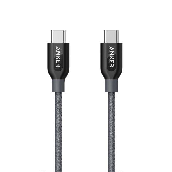Бърз и издръжлив USB-C към USB-C кабел за устройства с USB-C порт (0.9 м) - Anker Powerline+ USB-C to USB-C 2.0 0.9m (сив) | JAR Computers Бърз и издръжлив USB-C към USB-C кабел за устройства с USB-C порт (0.9 м) - Anker Powerline+ USB-C to USB-C 2.0 0.9m (сив)
