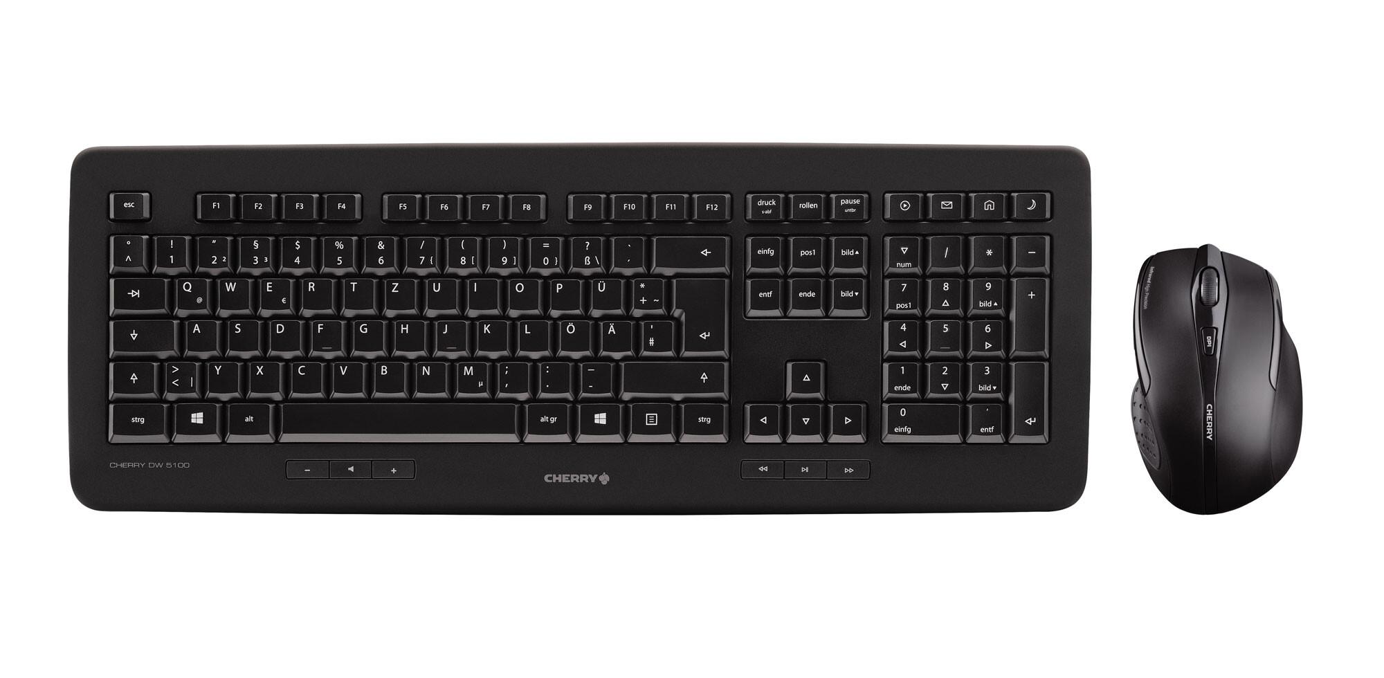 CHERRY DW 5100 клавиатура Включена мишка Универсален РЧ безжичен QWERTZ Немски Черен