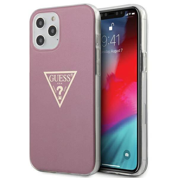 Дизайнерски кейс с висока защита за iPhone 12 Pro Max - Guess Metallic Case (розов) | JAR Computers Дизайнерски кейс с висока защита за iPhone 12 Pro Max - Guess Metallic Case (розов)