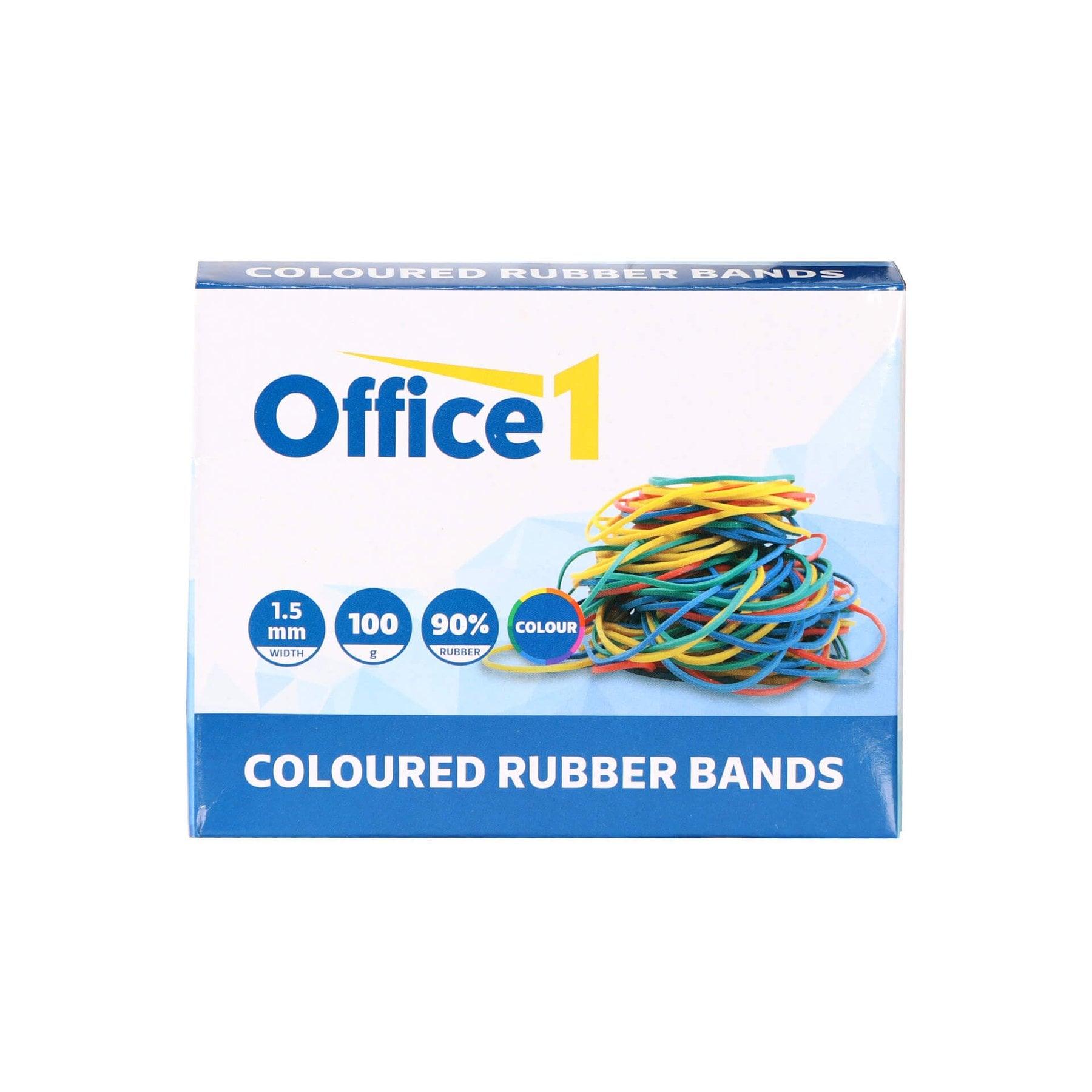 Office 1 Ластици, 90% каучук, диаметър 50 mm, широчина 1.5 mm, 100 g, в кутия, цветни | JAR Computers Office 1 Ластици, 90% каучук, диаметър 50 mm, широчина 1.5 mm, 100 g, в кутия, цветни