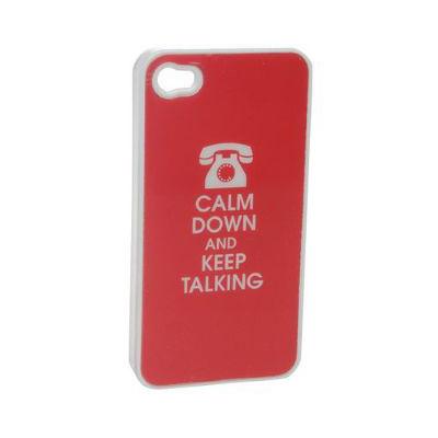 Поликарбонатов кейс за iPhone 4/4S - Calm Down & Keep Talking (червен) | JAR Computers Поликарбонатов кейс за iPhone 4/4S - Calm Down & Keep Talking (червен)