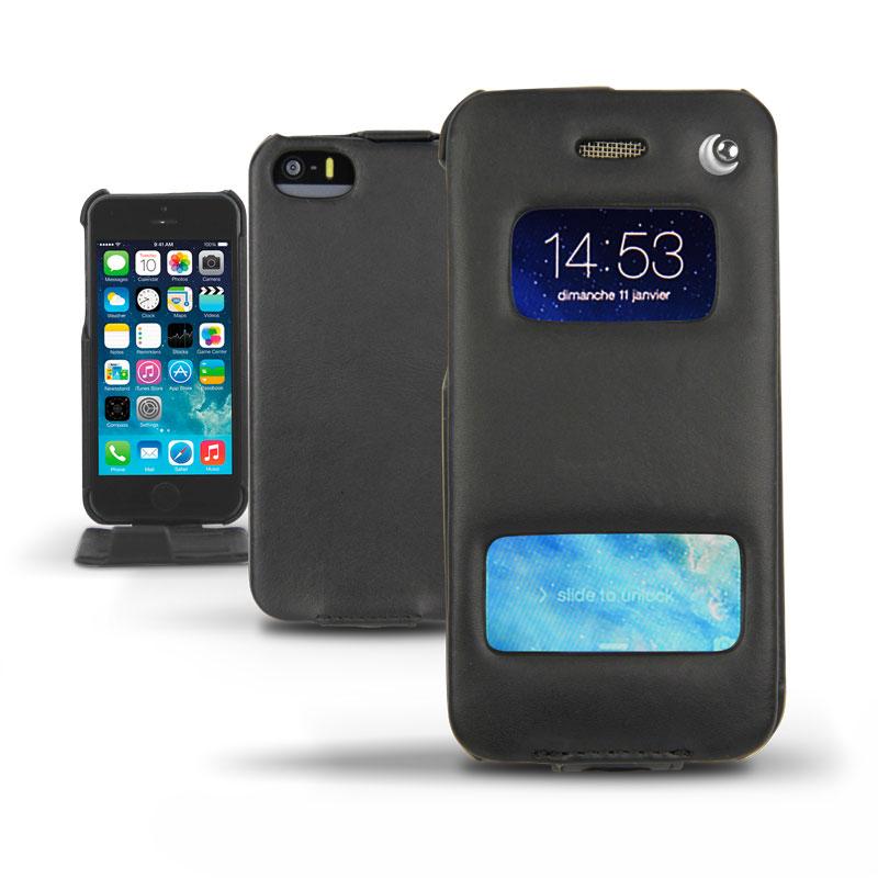Вертикален флип калъф (естествена кожа) за iPhone 5S, iPhone 5, iPhone SE - Noreve Saint-Tropez Leather Flip Case (черен) | JAR Computers Вертикален флип калъф (естествена кожа) за iPhone 5S, iPhone 5, iPhone SE - Noreve Saint-Tropez Leather Flip Case (черен)