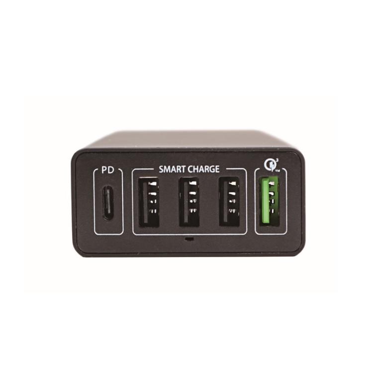 Захранване с 4хUSB изхода и USB-C изход - 4smarts Mains Charging Station VoltPlug Power Delivery & QC3.0 60W (черен) | JAR Computers Захранване с 4хUSB изхода и USB-C изход - 4smarts Mains Charging Station VoltPlug Power Delivery & QC3.0 60W (черен)