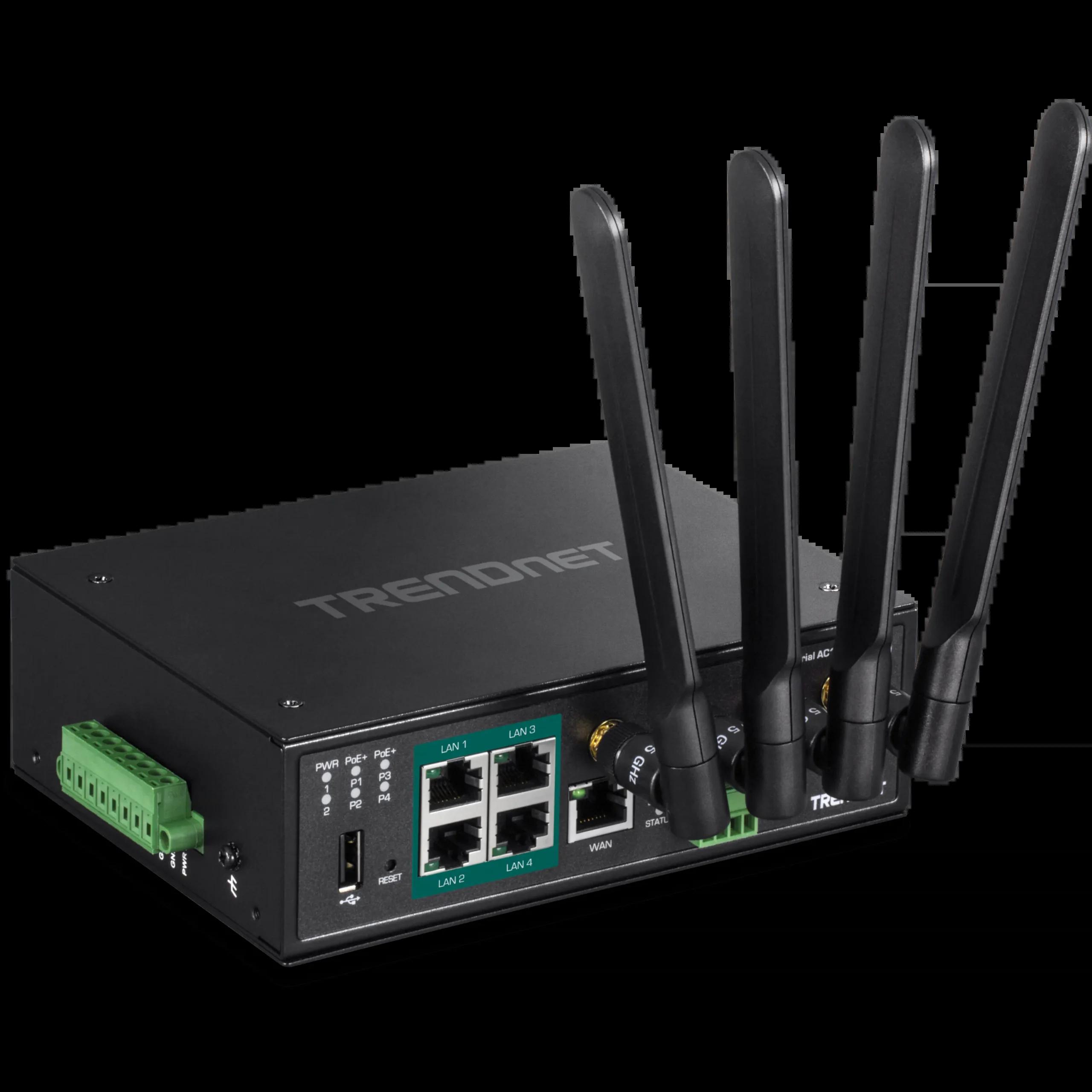 TRENDnet Industrial AC1200 Wireless Gigabit PoE+ Router | JAR Computers TRENDnet Industrial AC1200 Wireless Gigabit PoE+ Router