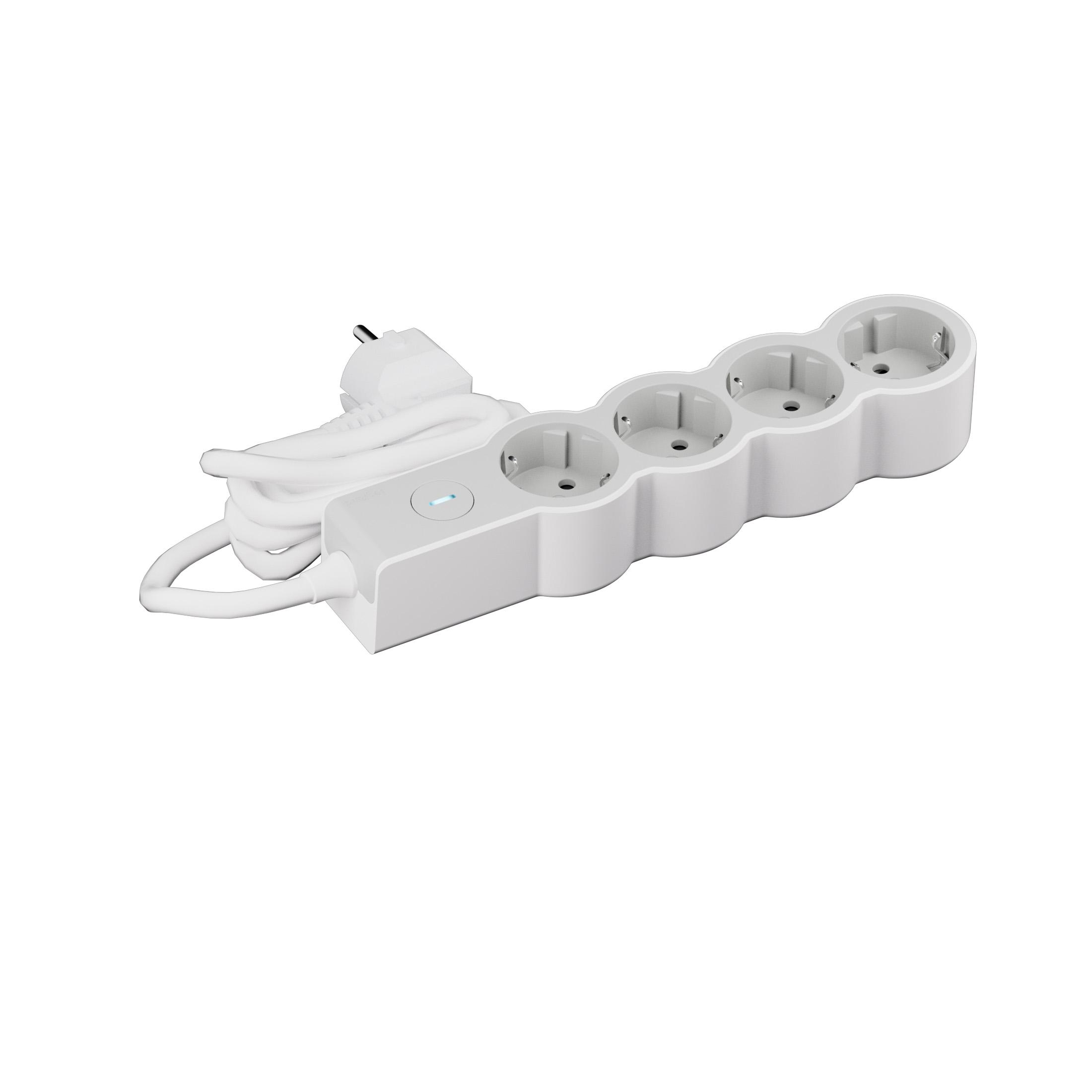694420 Разклонител шуко 4X2P+E, защита, кабел 1,5 м, бяло/сиво, Legrand