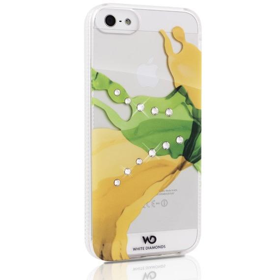 Дизайнерски кейс за iPhone 5, iPhone 5S, iPhone SE (с кристали на Сваровски) - жълт - White Diamonds Liquids | JAR Computers Дизайнерски кейс за iPhone 5, iPhone 5S, iPhone SE (с кристали на Сваровски) - жълт - White Diamonds Liquids