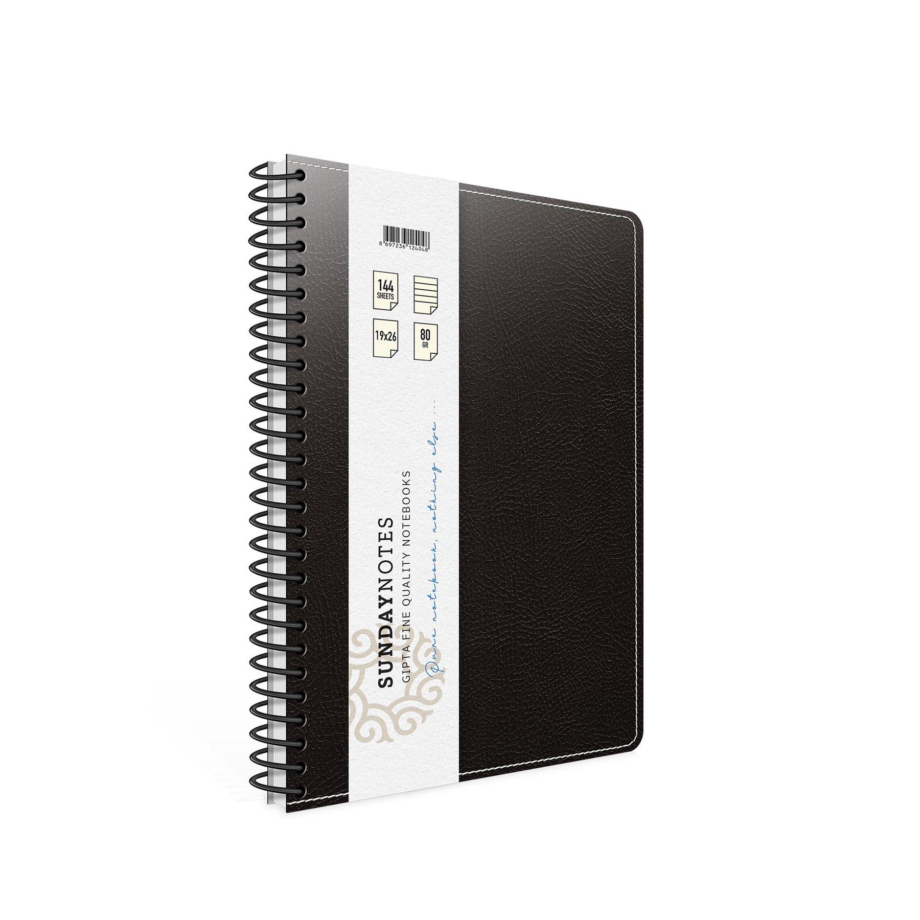 Gipta Тетрадка Sunday, 17 х 24 cm, кремава хартия, широки редове, твърда корица, със спирала, 140 листа