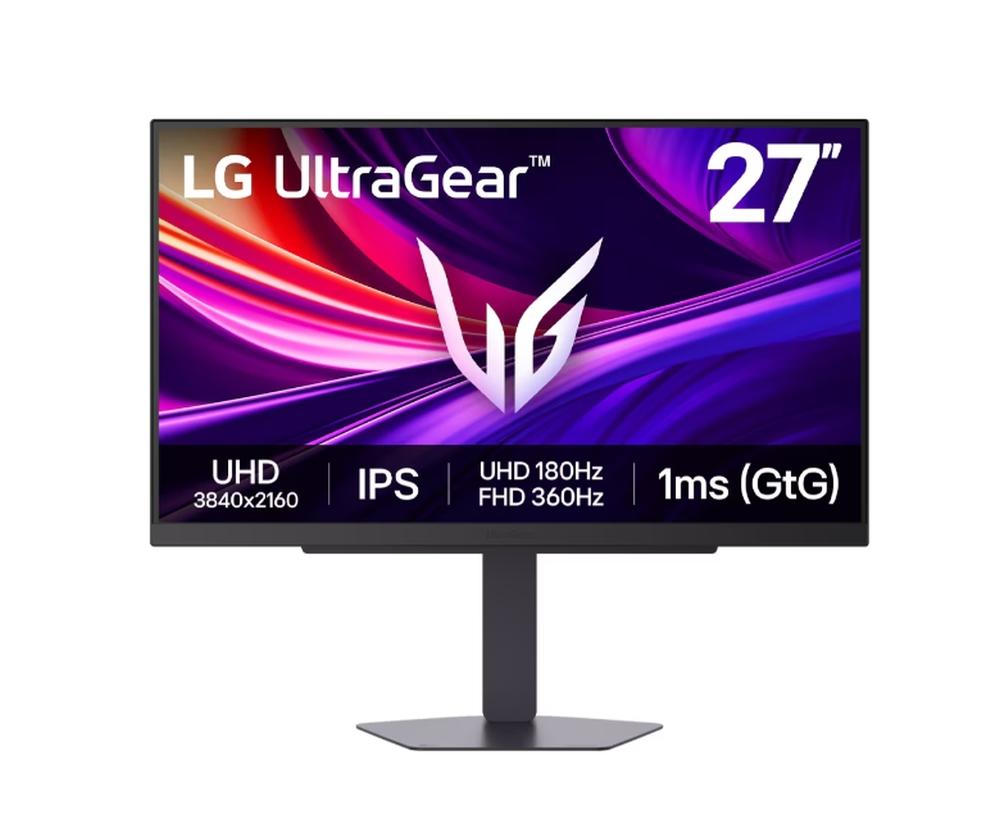 LG 27G810A-B, UltraGear 27" 4K IPS, 1ms (GtG), 1000:1, 400cd/m2, UHD 3840x2160, Dual-Mode (UHD 180Hz, FHD 360Hz), HDR 10, DCI-P3 95.0%, AMD FreeSync, G-SYNC Compatible, HDMI, DisplayPort, USB, Headphone Out, Reader mode, Tilt, Height Adjustable, Pivot