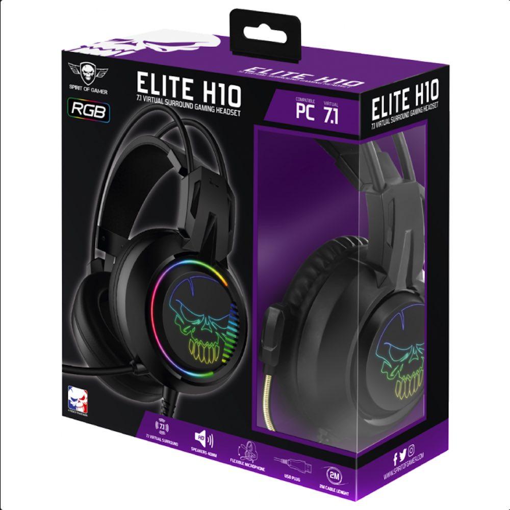 Spirit Of Gamer Elite LED 7.1 Gaming Headset H10 - RGB гейминг слушалки с микрофон и USB връзка (черен) | JAR Computers Spirit Of Gamer Elite LED 7.1 Gaming Headset H10 - RGB гейминг слушалки с микрофон и USB връзка (черен)