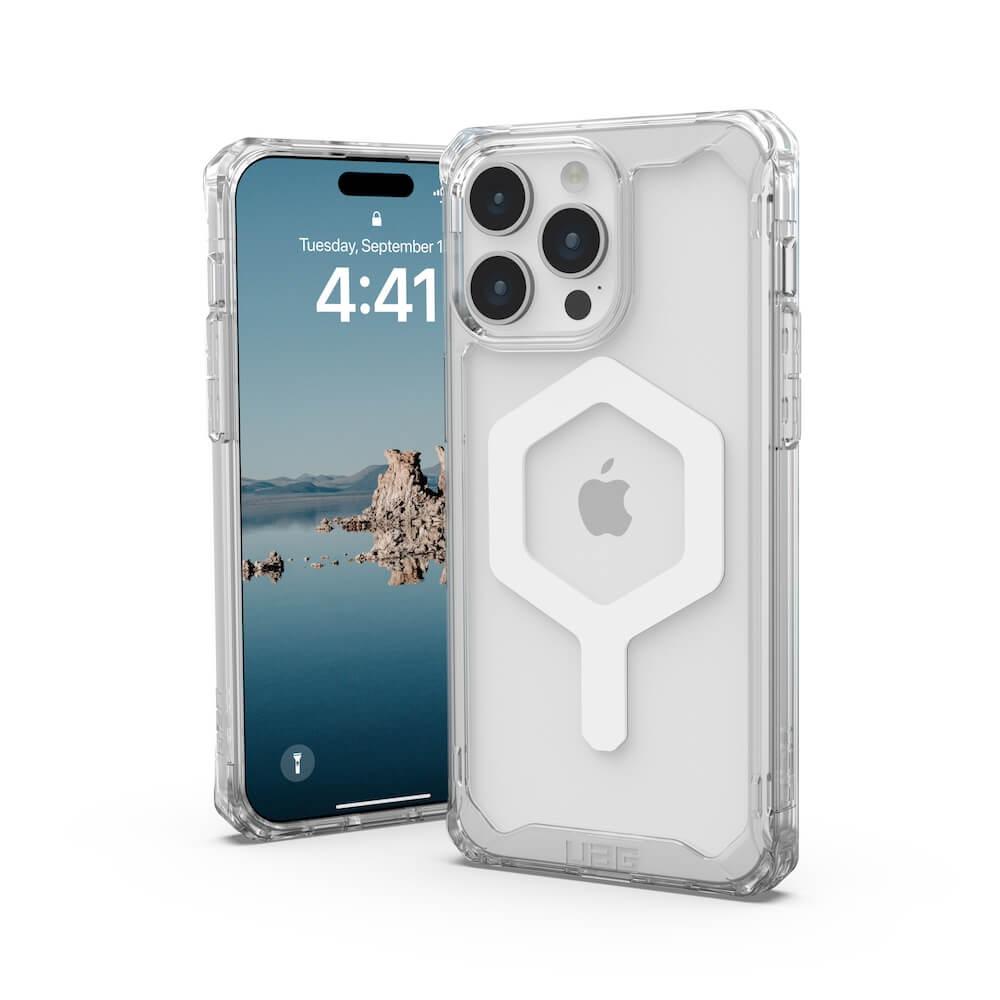 Удароустойчив хибриден кейс за iPhone 15 Pro Max - Urban Armor Gear Plyo MagSafe Case (прозрачен-бял) | JAR Computers Удароустойчив хибриден кейс за iPhone 15 Pro Max - Urban Armor Gear Plyo MagSafe Case (прозрачен-бял)