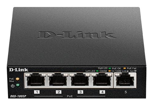 D-Link DGS-1005P/E мрежов суич Неуправляем Gigabit Ethernet (10/100/1000) Захранване по Ethernet (PoE) Черен | JAR Computers D-Link DGS-1005P/E мрежов суич Неуправляем Gigabit Ethernet (10/100/1000) Захранване по Ethernet (PoE) Черен