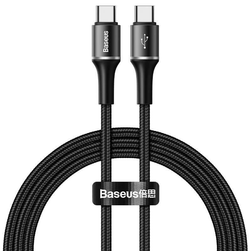 Кабел с въжена оплетка за устройства с USB-C порт (50 см) - Baseus Halo USB-C to USB-C Cable PD 2.0 60W (CATGH-I01) (черен) | JAR Computers Кабел с въжена оплетка за устройства с USB-C порт (50 см) - Baseus Halo USB-C to USB-C Cable PD 2.0 60W (CATGH-I01) (черен)
