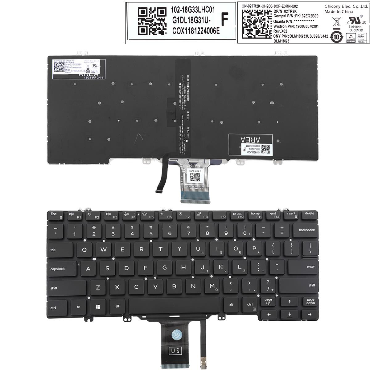 Клавиатура за лаптоп Dell Latitude E5200 3300 5300 7200 7300 3301 7290 5310 Black Without Frame With Backlit / Черна Без Рамка С Подсветка US/UK  | JAR Computers Клавиатура за лаптоп Dell Latitude E5200 3300 5300 7200 7300 3301 7290 5310 Black Without Frame With Backlit / Черна Без Рамка С Подсветка US/UK