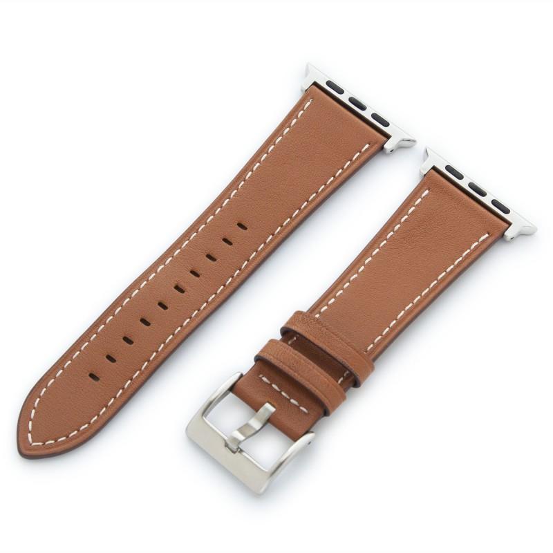 Кожена каишка за Apple Watch 38мм, 40мм, 41мм, 42мм (2024) - Torrii Leather Band (кафява с бели шевове) | JAR Computers Кожена каишка за Apple Watch 38мм, 40мм, 41мм, 42мм (2024) - Torrii Leather Band (кафява с бели шевове)
