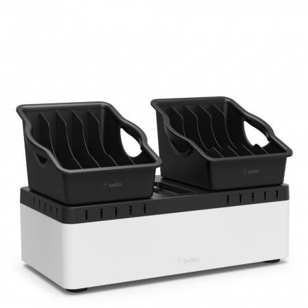 10-портова USB зареждаща станция - Belkin Store and Charge Go Base + 2 Bins (черен-сребрист) | JAR Computers 10-портова USB зареждаща станция - Belkin Store and Charge Go Base + 2 Bins (черен-сребрист)