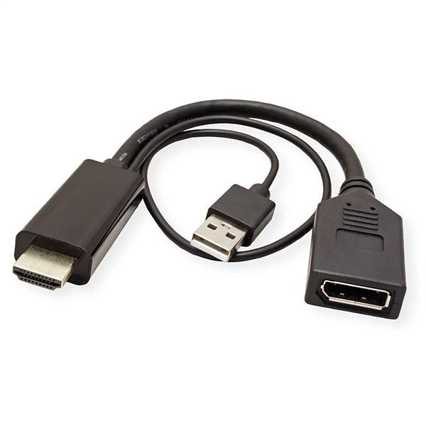 Adapter HDMI M + USB M - DP F,4K,Roline 12.03.3147