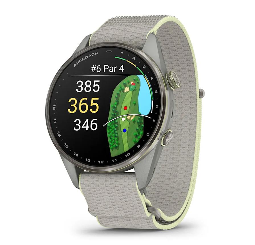 Approach® S72 - 47 мм - Silver/Citron Titanium Bezel с Fog Grey/Citron ComfortFit Fabric каишка | JAR Computers Approach® S72 - 47 мм - Silver/Citron Titanium Bezel с Fog Grey/Citron ComfortFit Fabric каишка