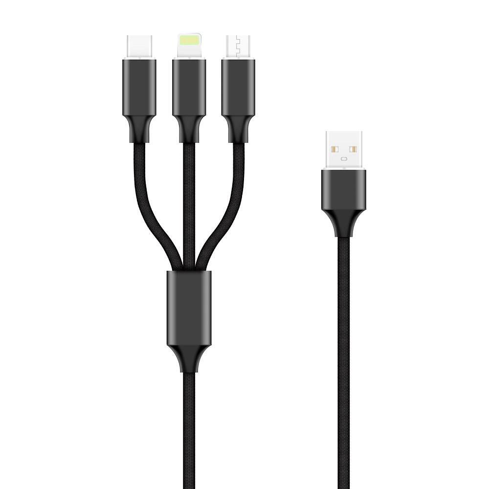 Forever кабел 3 в 1 microUSB iOS USB-C 2A