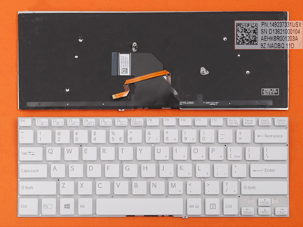 Клавиатура за лаптоп Sony Vaio SVF 14 Бяла Без Рамка (Малък Ентър) с Подсветка / White Without Frame US With Backlit | JAR Computers Клавиатура за лаптоп Sony Vaio SVF 14 Бяла Без Рамка (Малък Ентър) с Подсветка / White Without Frame US With Backlit