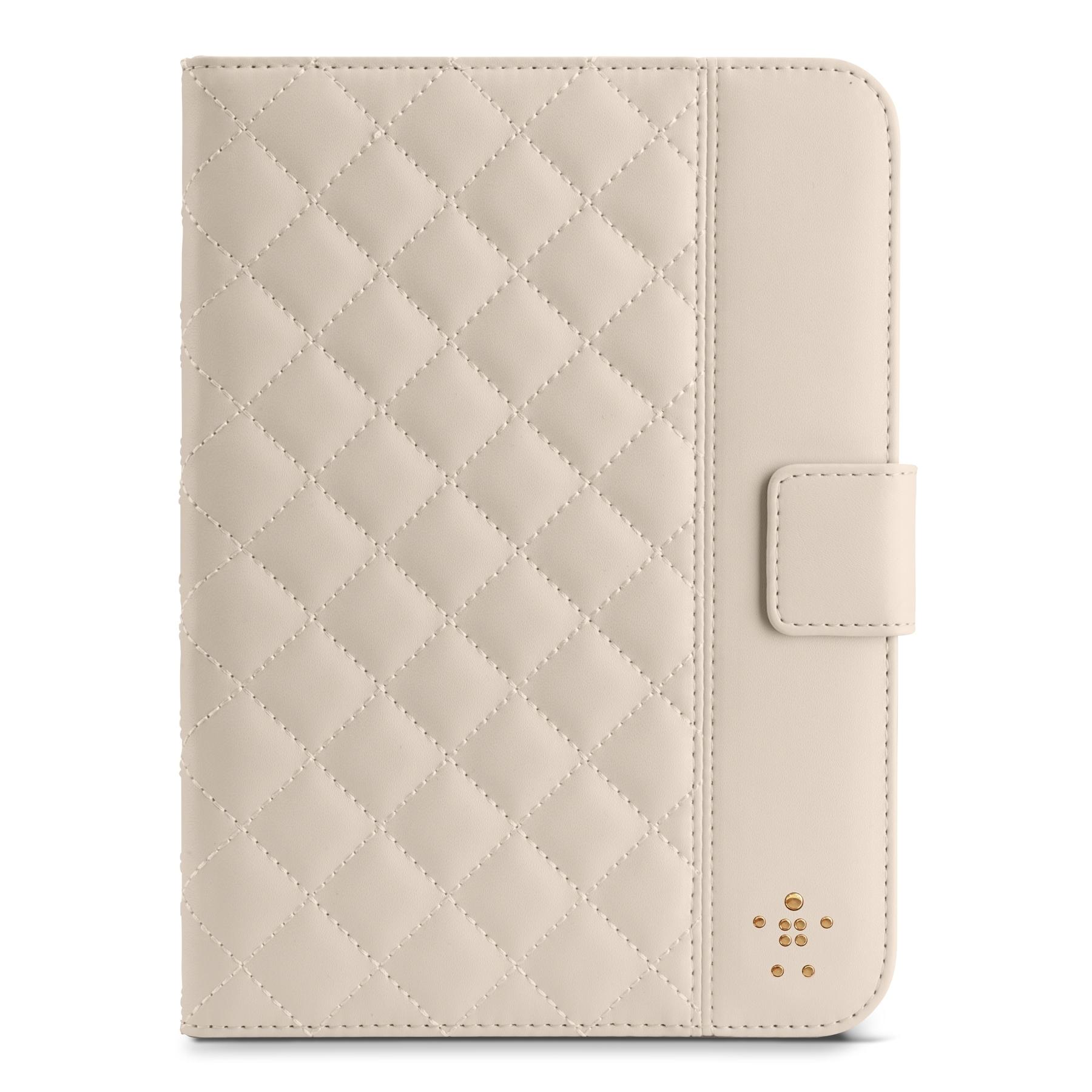 Кожен/полиутеранов калъф с поставка за iPad Mini, iPad mini 2, iPad mini 3 - Belkin Quilted с Auto Wake (бял) | JAR Computers Кожен/полиутеранов калъф с поставка за iPad Mini, iPad mini 2, iPad mini 3 - Belkin Quilted с Auto Wake (бял)