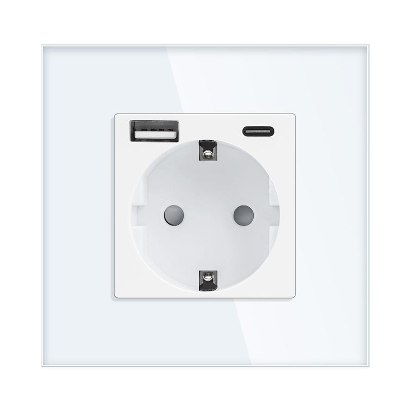 Контакт ШУКО 2P+E 16A + USB тип A+C 3A 15W скрит монтаж Бял - ORNO OR-AE-13308(GS)/W | JAR Computers Контакт ШУКО 2P+E 16A + USB тип A+C 3A 15W скрит монтаж Бял - ORNO OR-AE-13308(GS)/W