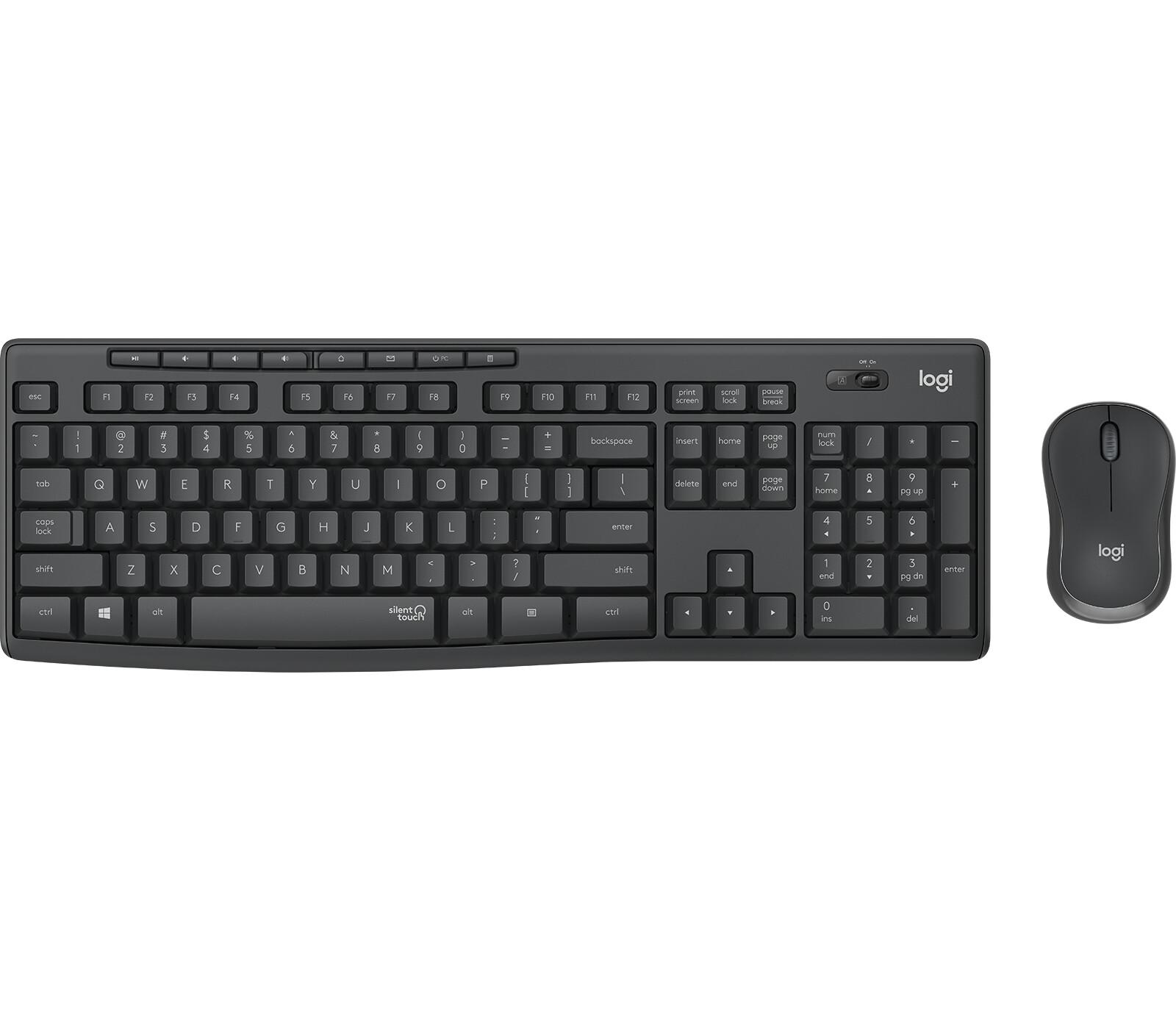 Logitech MK295 Silent клавиатура Включена мишка Офис РЧ безжичен QWERTZ Немски Графит