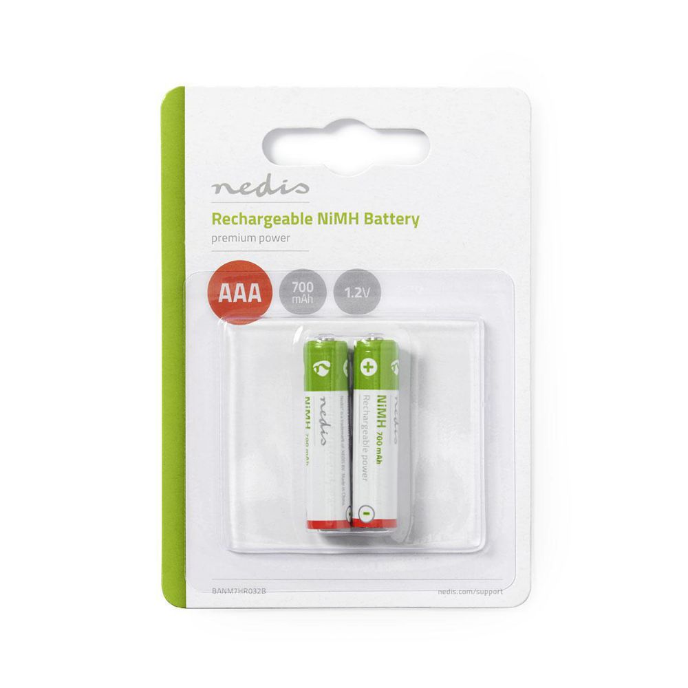Nedis Rechargeable Batteries AAA Ni-MH 700mAh 1.2V 2pcs (BANM7HR032B) (NEDBANM7HR032B)