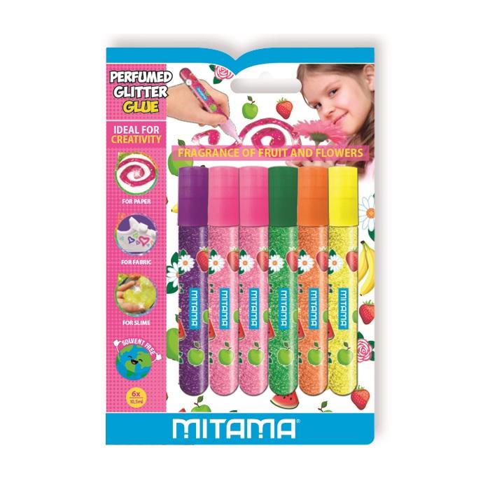 Парфюмирано лепило с брокат MITAMA, аромати на плодове и цветя, за декорации, 6 бр. х 10.5 мл | JAR Computers Парфюмирано лепило с брокат MITAMA, аромати на плодове и цветя, за декорации, 6 бр. х 10.5 мл