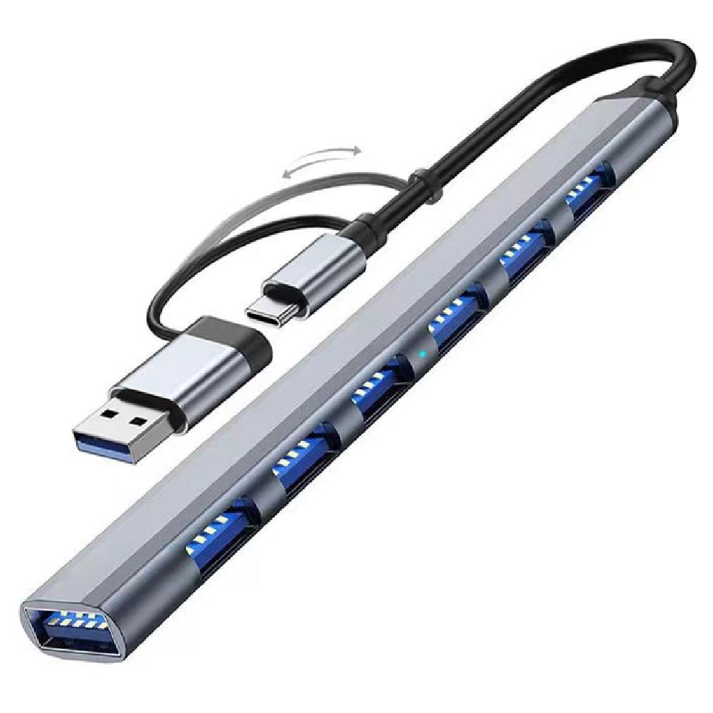 USB HUB 3.0 7 порт, алуминиев корпус USB + Type C изход | JAR Computers USB HUB 3.0 7 порт, алуминиев корпус USB + Type C изход