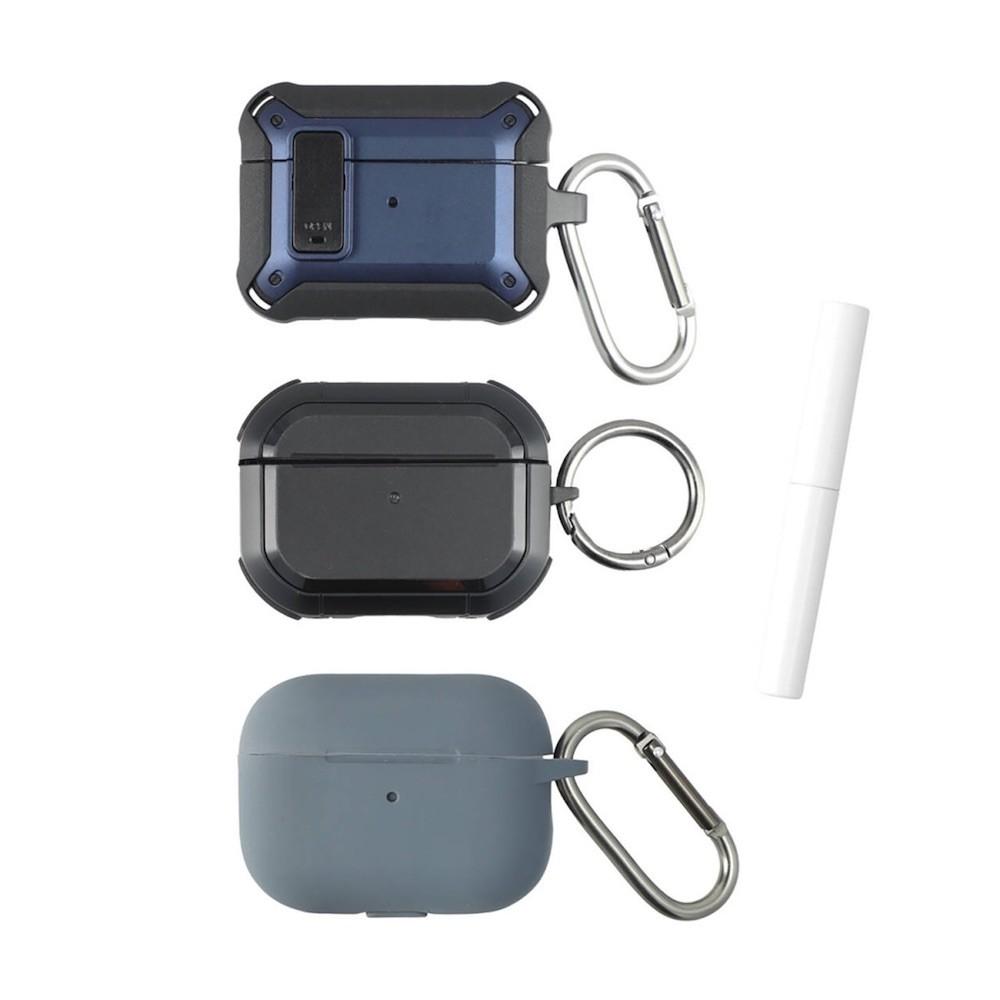 4smarts Alpha AirPods Pro Case Set - комплект калъфи с карабинер и ключодържател за Apple AirPods Pro 2, AirPods Pro (син, черен и светлосин)