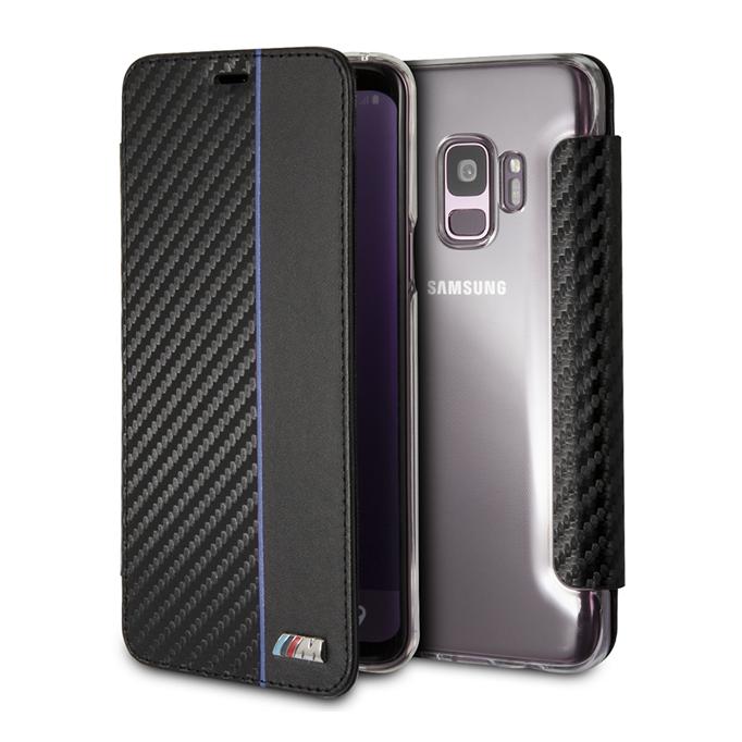 Дизайнерски кожен калъф, тип портфейл за Samsung Galaxy S9 - BMW M Collection Booktype Case (черен-син) | JAR Computers Дизайнерски кожен калъф, тип портфейл за Samsung Galaxy S9 - BMW M Collection Booktype Case (черен-син)
