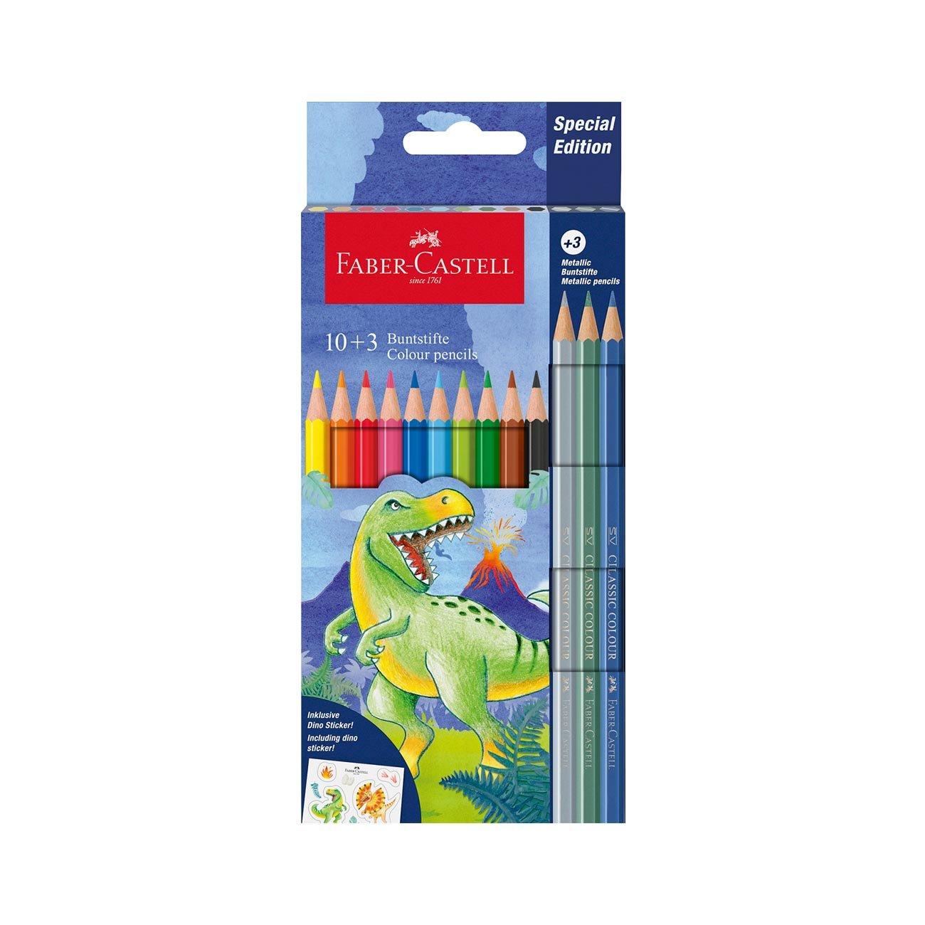 Faber-Castell Моливи Динозавър, 10 стандартни и 3 металикови цвята | JAR Computers Faber-Castell Моливи Динозавър, 10 стандартни и 3 металикови цвята